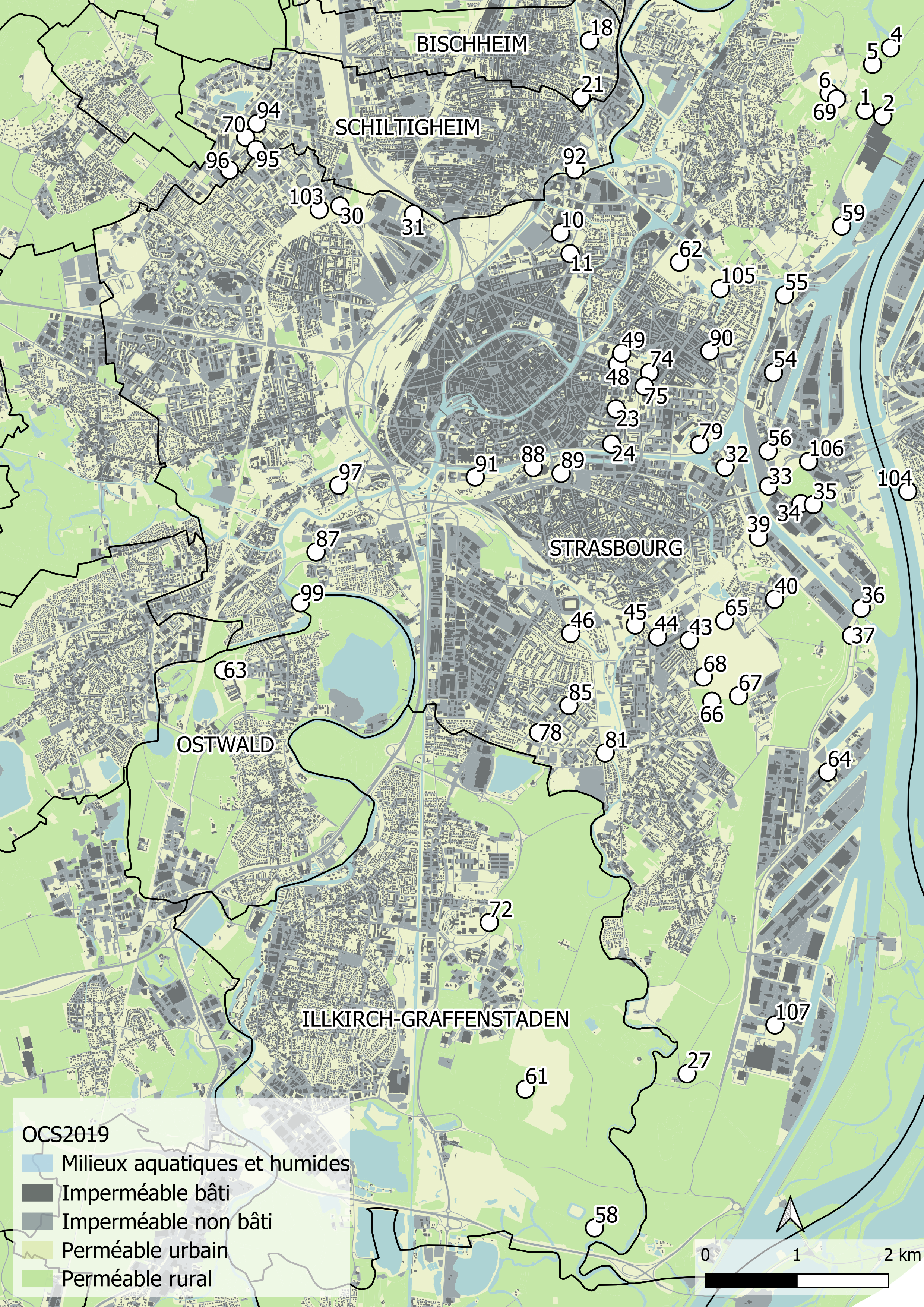 carte de localisation des sites EvolVille